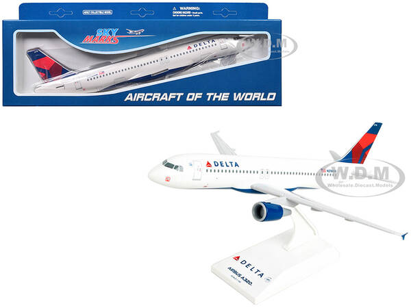 Airbus A320 Commercial Aircraft Delta Air Lines (N376NW) White with Blue and Red Tail (Snap-Fit) 1/150 Plastic Model by Skyma...