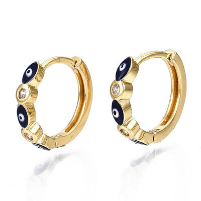 Brass Micro Pave Cubic Zirconia Huggie Hoop Earrings
