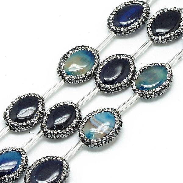 Natural Agate Rhinestone Beads