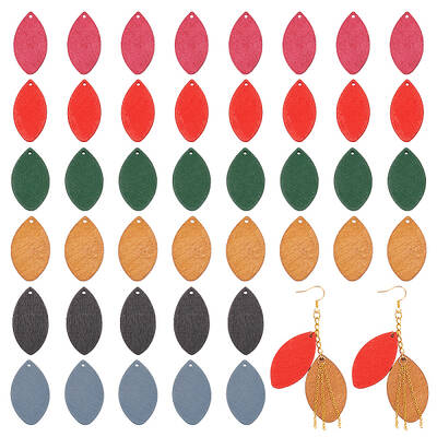 140Pcs 7 Colors Wood Pendants