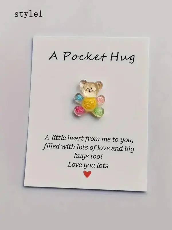 1pc Beautiful Pocket Embrace Cartoon Graffiti Bear Valentine's Day Birthday Decoration Greeting Card, Teenager Stuff, Cheap S...