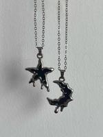 Punk Style Moon & Star Design Pendant Necklace, Fashion Jewelry for Party, Daily Clothing Decor, Trendy All-match & Exquisite...