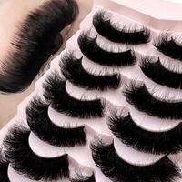New 7 Pairs 18-25mm 3D Mink Lashes Bulk Russian Volume Fluffy Natural False Eyelashes Thick Long Dramatic Mink Eyelashes Dram...
