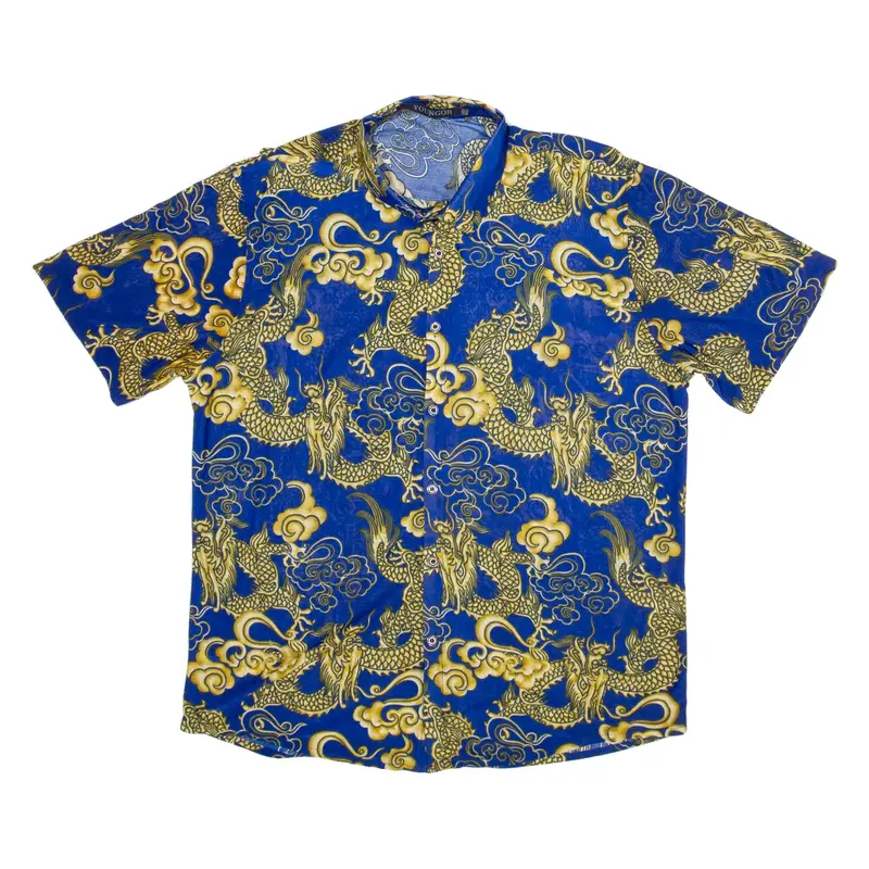 YOUNGER Mens Shirt Blue Crazy Pattern L
