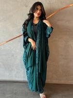 Women's All Over Print Long Abaya with Scarf, Elegant Fashion Casual Open Front Abaya for Daily Outdoor Wear, Women's Islamic...