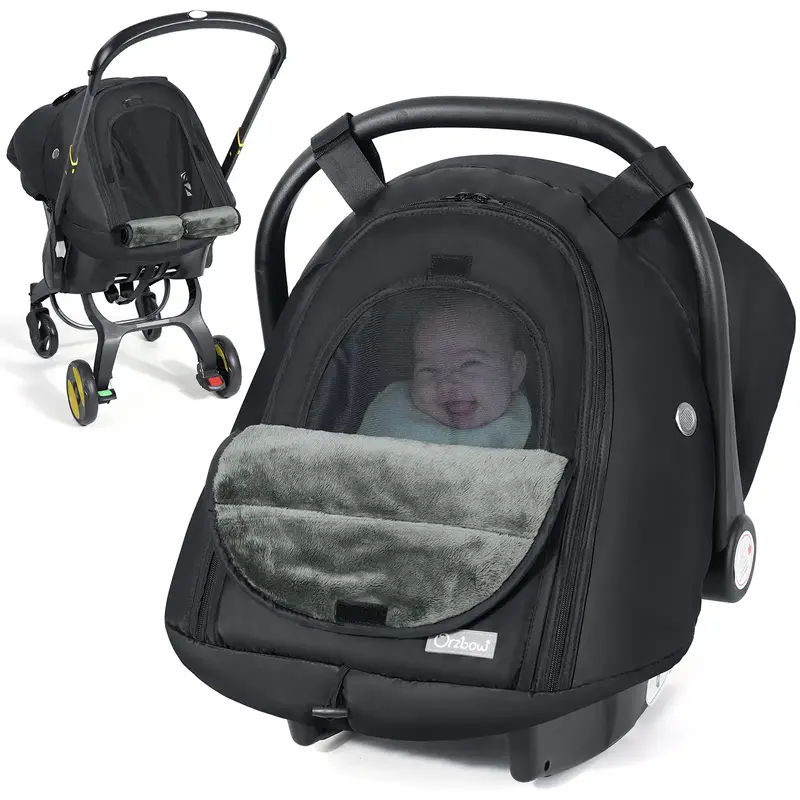 Orzbow Winter Car Seat Cover for Babies, Waterproof Carseat Canopy Cover with Peep Window of Breathable Mesh, Warm and Cozy B...