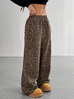 Women's Leopard Print Wide Leg Pants, Casual Comfy Trousers for Daily Wear, Ladies Bottoms for All Seasons, Womenswear