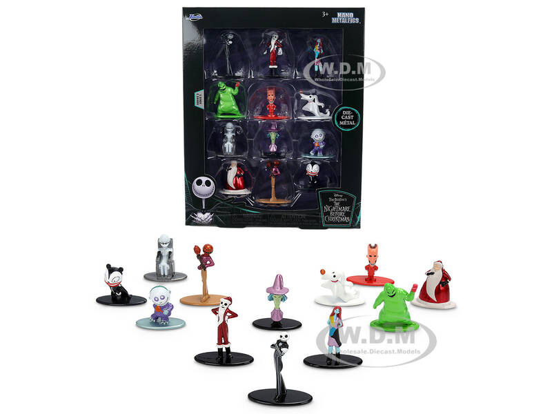 Set of 12 Diecast Figures The Nightmare Before Christmas (1993) Movie Nano Metalfigs Series Diecast Models by Jada