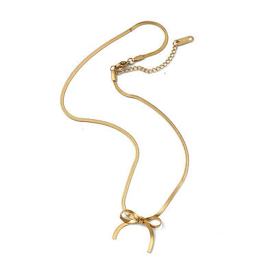 304 Stainless Steel Bowknot Pendant Necklace
