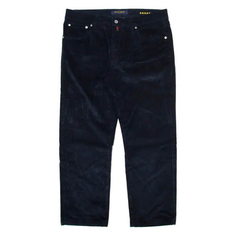 PIERRE CARDIN Mens Corduroy Trousers Blue Regular Straight W34 L27
