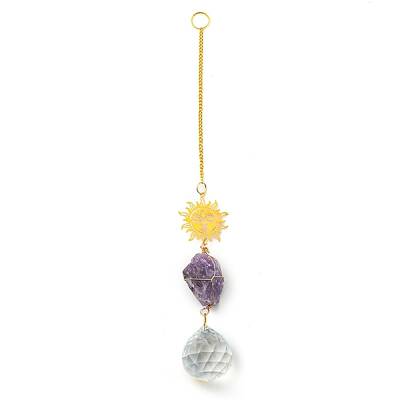 Wire Wrapped Nuggets Natural Amethyst Pendant Decorations