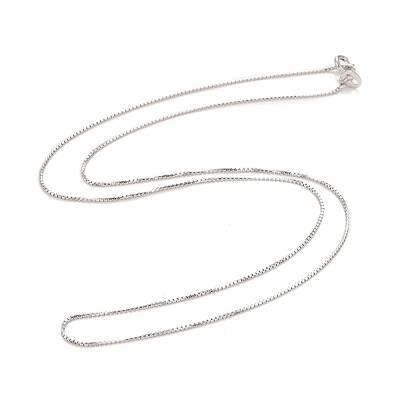 Rhodium Plated 925 Sterling Silver Box Chain Necklace for Women