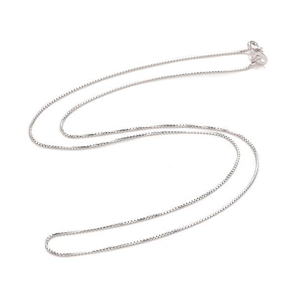 Rhodium Plated 925 Sterling Silver Box Chain Necklace for Women