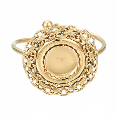 304 Stainless Steel Open Cuff Finger Ring Cabochon Settings