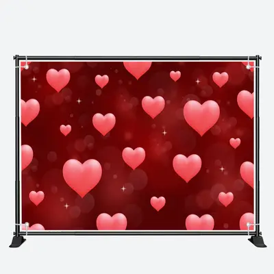Repeat Hearts Bokeh Dark Red Valentines Day Backdrop - Aperturee