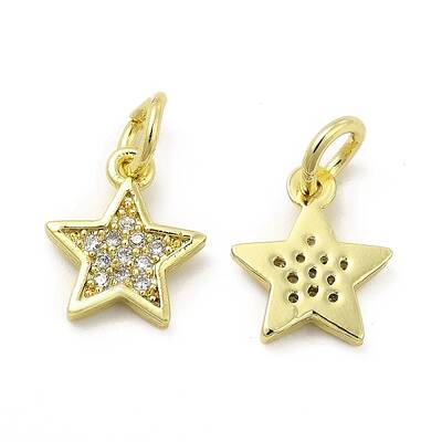 Brass Micro Pave Cubic Zirconia Charms