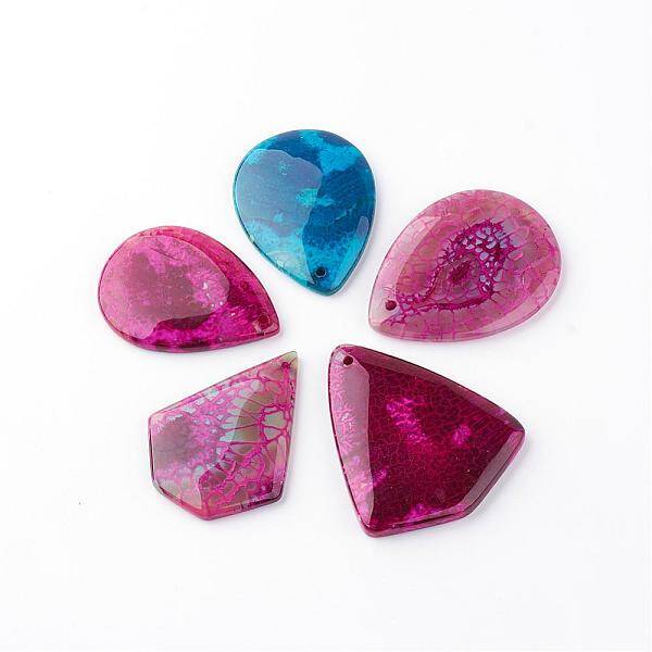 Dyed Natural Brazil Fire Agate Pendants