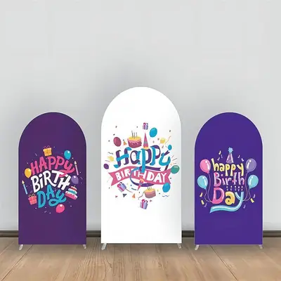 Purple White Cake Balloon Birthday Arch Backdrop Kit - Aperturee