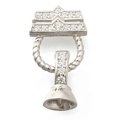 925 Sterling Silver Micro Pave Clear Cubic Zirconia Fold Over Clasps