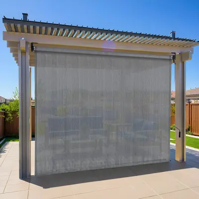 1pc Outdoor Roller Shade - HDPE Shade Cloth for Patio Pergola with Aluminum Tube and Cordless Wand Crank Operation - Perfect ...