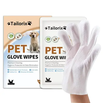 Tailorix  Pet  deodorizing Wipes  Pet Lover’s Gift-Pet Glove Wipes for Dogs & Cats Cat Bathing Dog Bathing Whitening Pet ha...