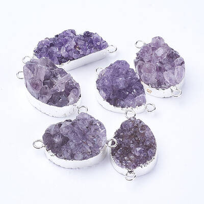 Natural Druzy Quartz Crystal Links connectors