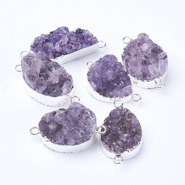 Natural Druzy Quartz Crystal Links connectors