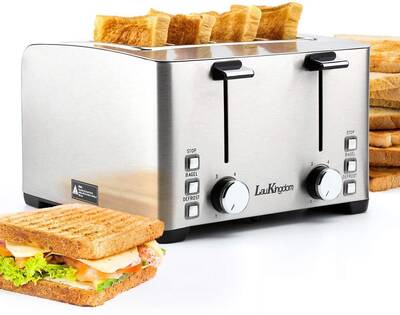 4 Slice Wide Slot Toaster | LauKingdom