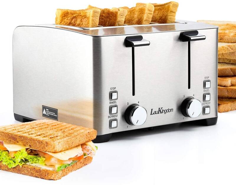 4 Slice Wide Slot Toaster | LauKingdom