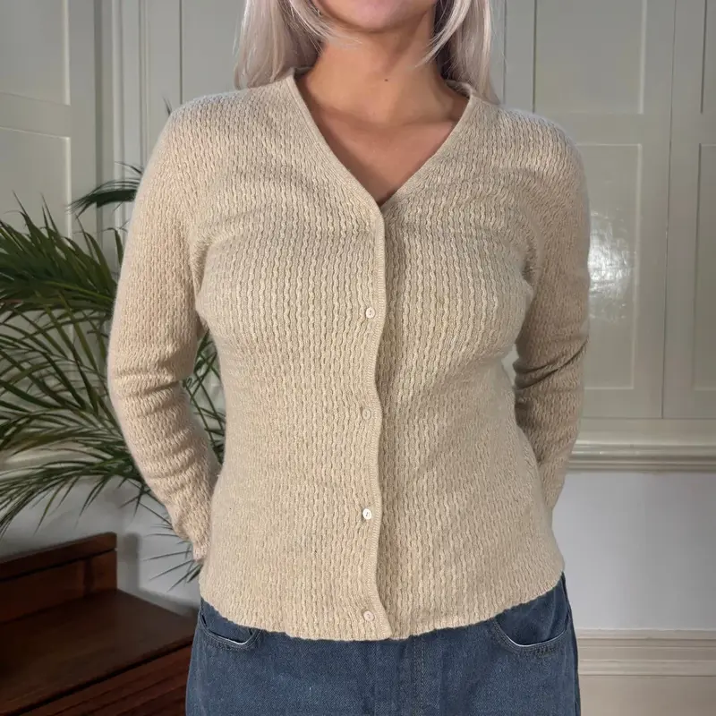 Autumn Cashmere Cardigan - Large Beige Cashmere