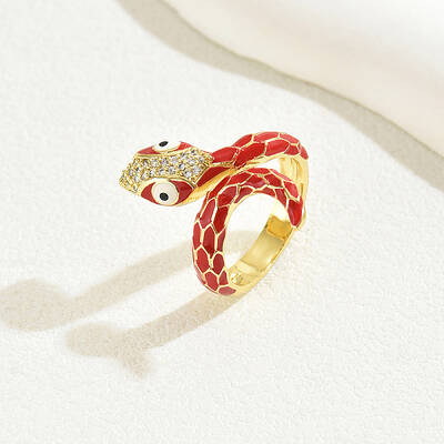 Vintage Brass Cubic Zirconia Snake Rings for Women