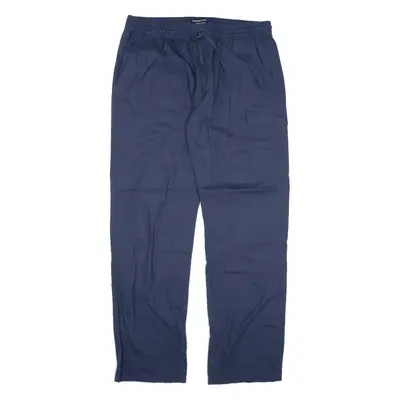 ATLAS Cargo Workwear Trousers Blue Loose Straight Mens W34 L32