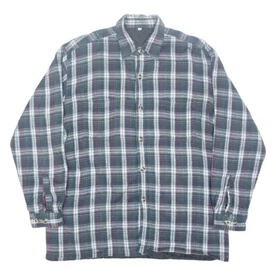 Mens Lumberjack Shirt Green Check Long Sleeve L