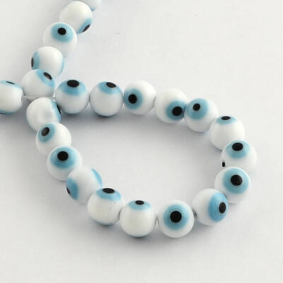 Round Handmade Evil Eye Lampwork Beads