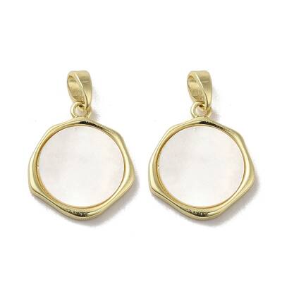 Brass Pave Shell Pendants