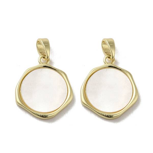 Brass Pave Shell Pendants