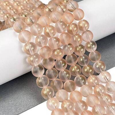 Frosted Transparent Glass Bead Strands