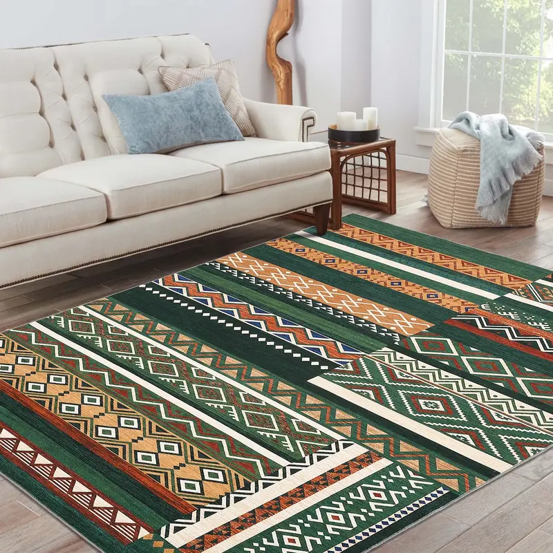 Garvee 4x6 Washable Rugs Chrismas Rug for Living Room Southwestern Tribal Geometric Area Rug for Bedroom Patchwork Office Car...