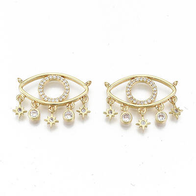 Brass Micro Pave Clear Cubic Zirconia Pendants