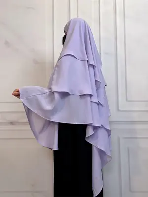 Women's Solid Color Tiered Layer Chiffon Khimar, Modest Fashion Khimar for Daily Wear, Women's Islamic Clothing for All Seaso...