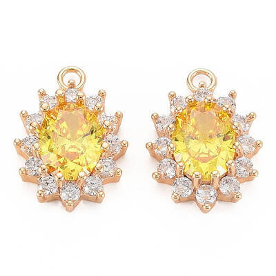 Brass Micro Pave Cubic Zirconia Charms