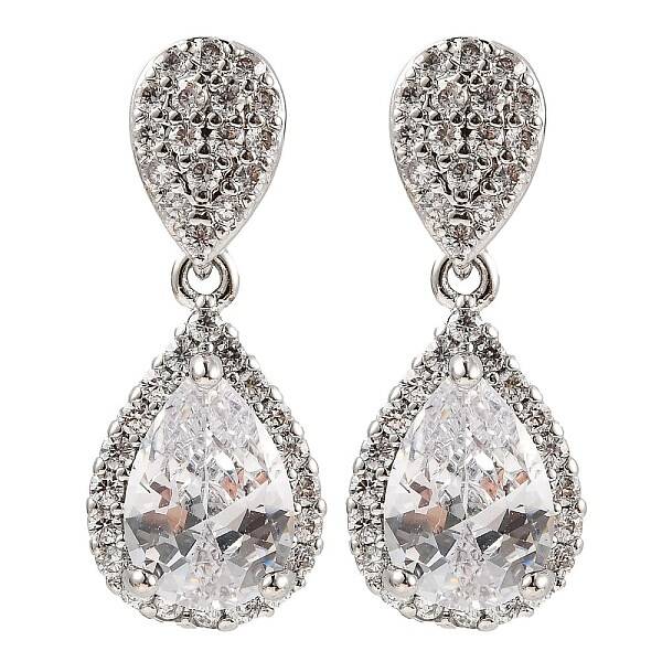 Rack Plating Brass Micro Pave Cubic Zirconia Dangle Stud Earrings