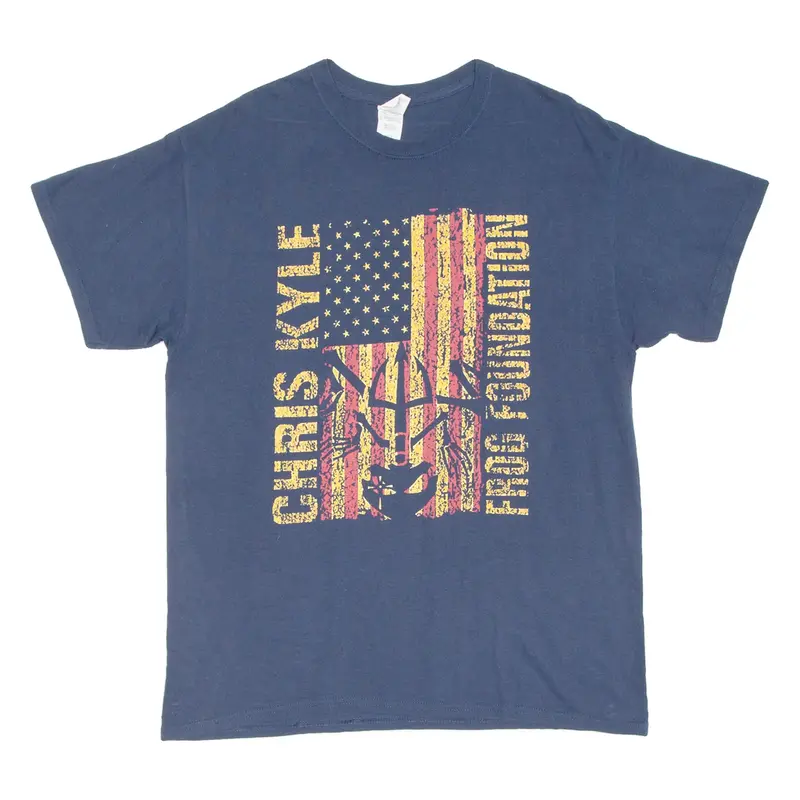 GILDAN America Mens T-Shirt Blue USA L