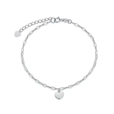 18K White Gold Heart Charm Bracelet