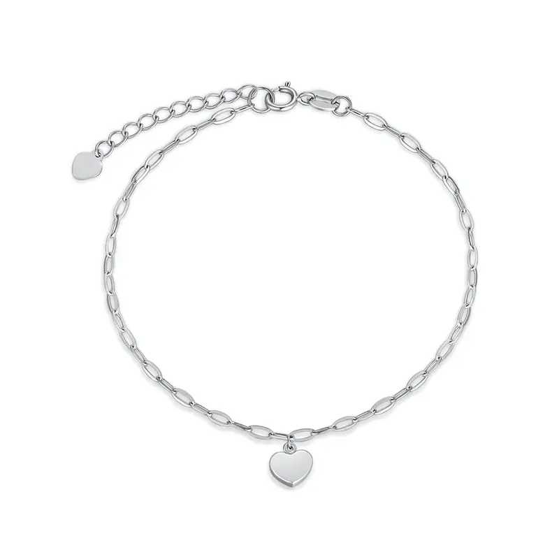 18K White Gold Heart Charm Bracelet