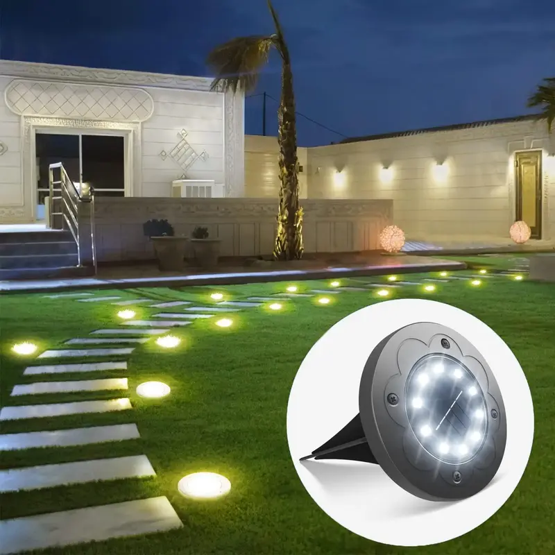 Solar Powered Outdoor Lighting, Waterproof Outdoor Ground Inserted Light, Outdoor Pathway Light, Lawn & Deck Area Bright Whit...