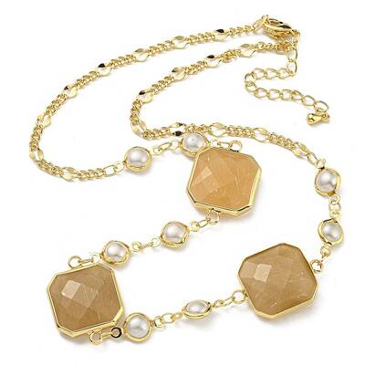 Faceted Square Glass Beads Bib Necklaces