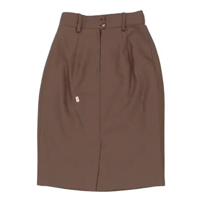 Unbranded Midi Skirt - 24W UK 4 Brown Wool Blend