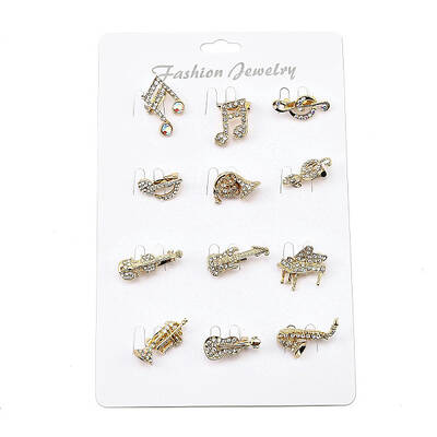 12Pcs 12 Styles Alloy Rhinestone Brooches for Backpack Clothes
