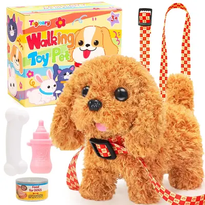 Plush Toys Puppy Electronic Toy Dogs That Walk and Bark,Tail Wagging Fake Dog Interactive Dog Toy for Kids with Leash,Easter ...